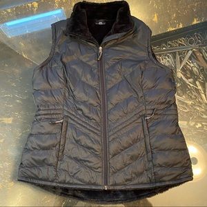 Black Vest Quilted Faux Fur Lined Size L